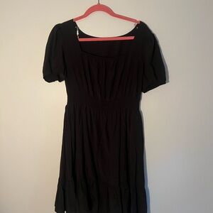 Hesperus Black Puff Sleeve Square Neck Dress Women’s 1X